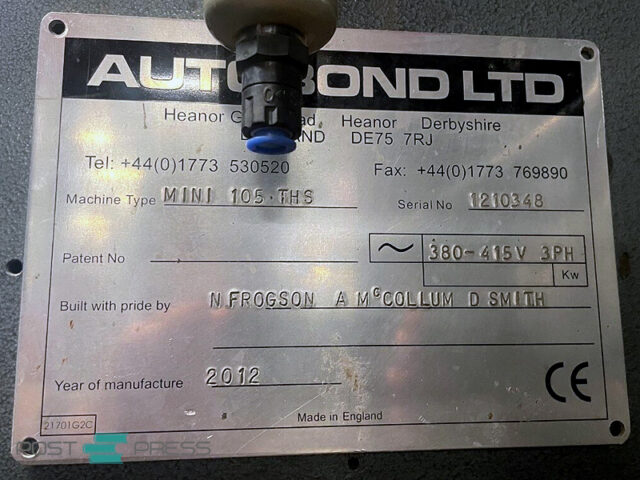 шильдик с годом выпуска Autobond Mini 105 THS