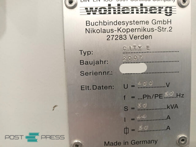 encadernação perfeita Wohlenberg City E 6000 (2007)